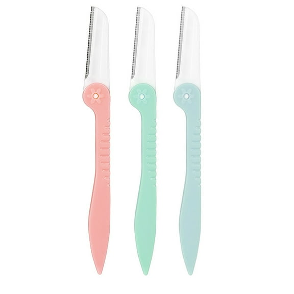 3 Pieces Eyebrow Razor Eyebrow Razors Shaver Microblades for Women Face Hair Dermaplaning Tool Shaper Trimmer with Precision Cover Skincare - shape2