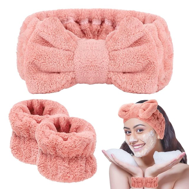 3 Pieces Face Wash Headband and Wristband Set, Soft Spa Facial Headband