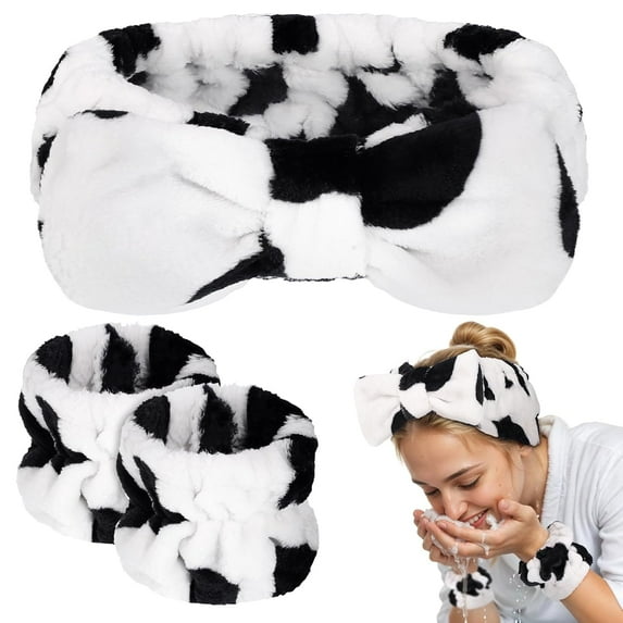 3 Pieces Face Wash Headband and Wristband Set, Spa Headband Makeup Skincare Headbands Wrist Towels Wrist Bands for Washing Face
