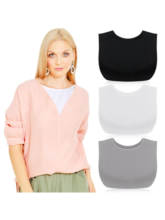 3 Pieces Fake Collars for Women Modesty Panels Crew Collar Neckline Cleavage Cover for Women Under Blouses Favors