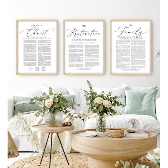 3 Pieces Family Proclamation Living Christ Posters Prints Canvas Wall Art Painting for Living Room Bedroom Home Wall Decor with Inner Frame