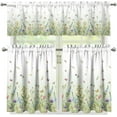 thumbnail image 1 of 3 Pieces Fashion Indoor Decorations Kitchen Curtains and Valances Set Rod Pocket Tier Curtains for Living Room Bedroom Bathroom, Butterfly Floral Printed, 1 of 1
