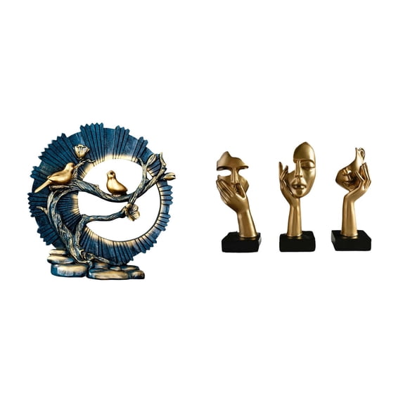 3 Pieces Figurine Craft Knick Knack Resin Material Abstract Design Tabletop Decorations for Living Room Office