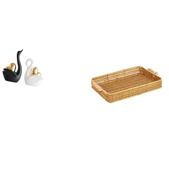 3 Pieces Figurine Sculpture Bread Basket Ceramic Handmade Accent for Office Shelf and Kitchen Decor