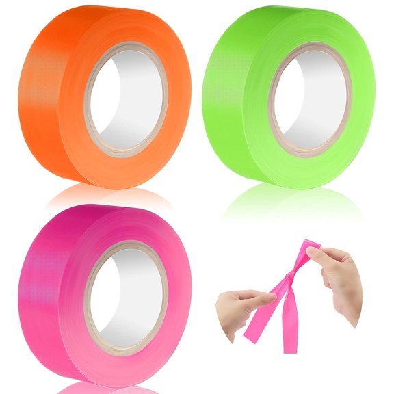 3 Pieces Flagging Tape Plastic Ribbon Multipurpose Neon Marking 1 Inch Width 98 ft Length Non-Adhesive Tape for Boundaries and Hazardous Areas, Home and Workplace Use (Classic Colors)