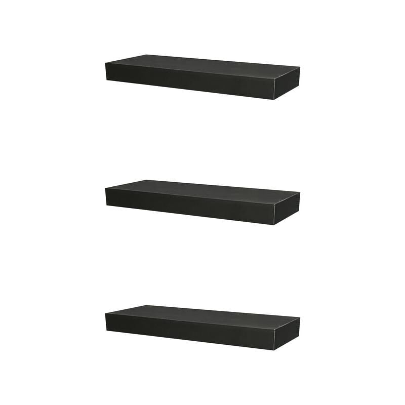 3 Pieces Floating MDF Wall Shelves Black
