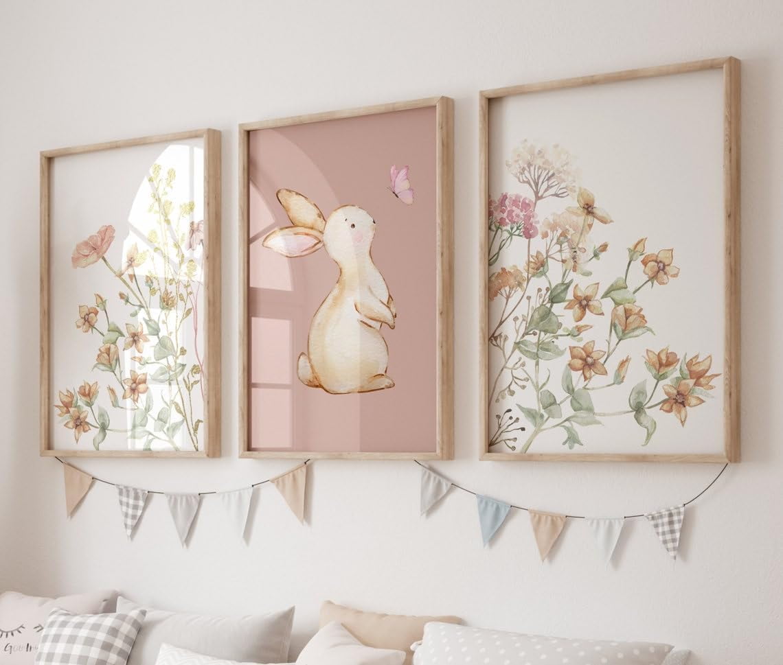 3-pieces-floral-canvas-art-print-wildflower-bunny-nursery-wall-art-painting-for-girls-room-nursery-decor-with-inner-frame-walmart-com for Free Printable Nursery Wall Art 3 Pieces Floral Canvas Art Print Wildflower Bunny Nursery Wall Art Painting for Girls Room Nursery Decor With Inner Frame - Walmart.com for Free Printable Nursery Wall Art