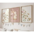 thumbnail image 1 of 3 Pieces Floral Canvas Art Print Wildflower Bunny Nursery Wall Art Painting for Girls Room Nursery Decor With Inner Frame, 1 of 6