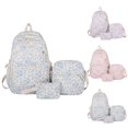 thumbnail image 1 of 3 Pieces Floral Print Backpack Set, Waterproof Large Capacity Laptop Backpack With Crossbody Bag And Pouch, Lightweight Travel Daypack For Students Daily Use, 1 of 5