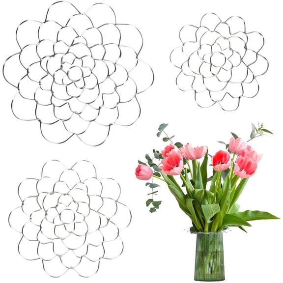 3 Pieces Flower Arranger Holder Reusable Flower Frog Stainless Steel Flower Lid Arranger Metal Insert Floral Round Organizer for Arrangement Plant Fixation,Silver