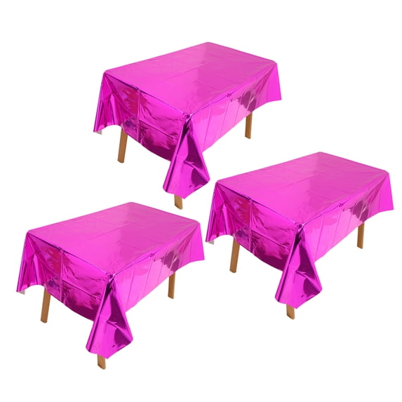3 Pieces Foil Party Table Cloth 137*183CM Shiny Plastic Waterproof Tablecloth for Wedding Engagement Partyrose red