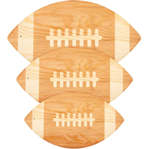 3 Pieces Football Cutting Board Football Serving Tray Football Gifts for Men Engraved Wooden Cutting Board Decoration for Kitchen Party Holiday Supplies Accessories, 3 Sizes (Light Brown) Y102