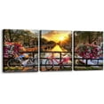 thumbnail image 1 of 3 Pieces Framed Wall Art Decorations Sunrise Over Amsterdam Painting Print on Canvas Netherlands Flowers Bicycles Wall Art for Home Office Decor Modern Artwork Ready to Hang - 12" x 16" x 3, 1 of 6