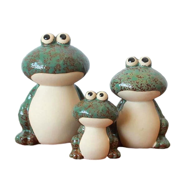 3 Pieces Frog Statue Sculpture Figurines Modern Collection Ceramic Miniature Frog Ornament for Living Room Tabletop Tearoom