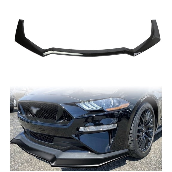 3 Pieces Front Bumper Lip For Ford Mustang GT / Ecoboost 2018-2020 Body Kit Spoiler Front Spoiler Lip Air Dam Chin Splitter Lower Protector Gloss Black
