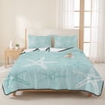 thumbnail image 1 of 3 Pieces Full Quilt Set,Minimalist Teal Starfish Coastal Soft Bedding Sets with 1 Quilt & 2 Pillow Shams,Summer Beach Starfishs Summer Bedspread Lightweight Coverlet Comforter for All Season, 1 of 4