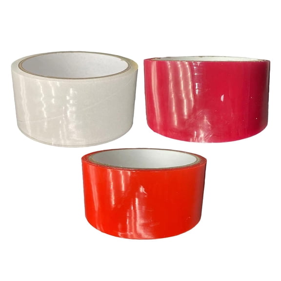 3 Pieces Funny Sticky Ball Rolling Tapes 32.8ft Long for Birthday Gifts Cherry Red and Clear