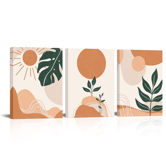 3 Pieces Furnster Sun and Mountain Landscape Painting 36 in x 16 in Framed Abstract Canvas Art Prints