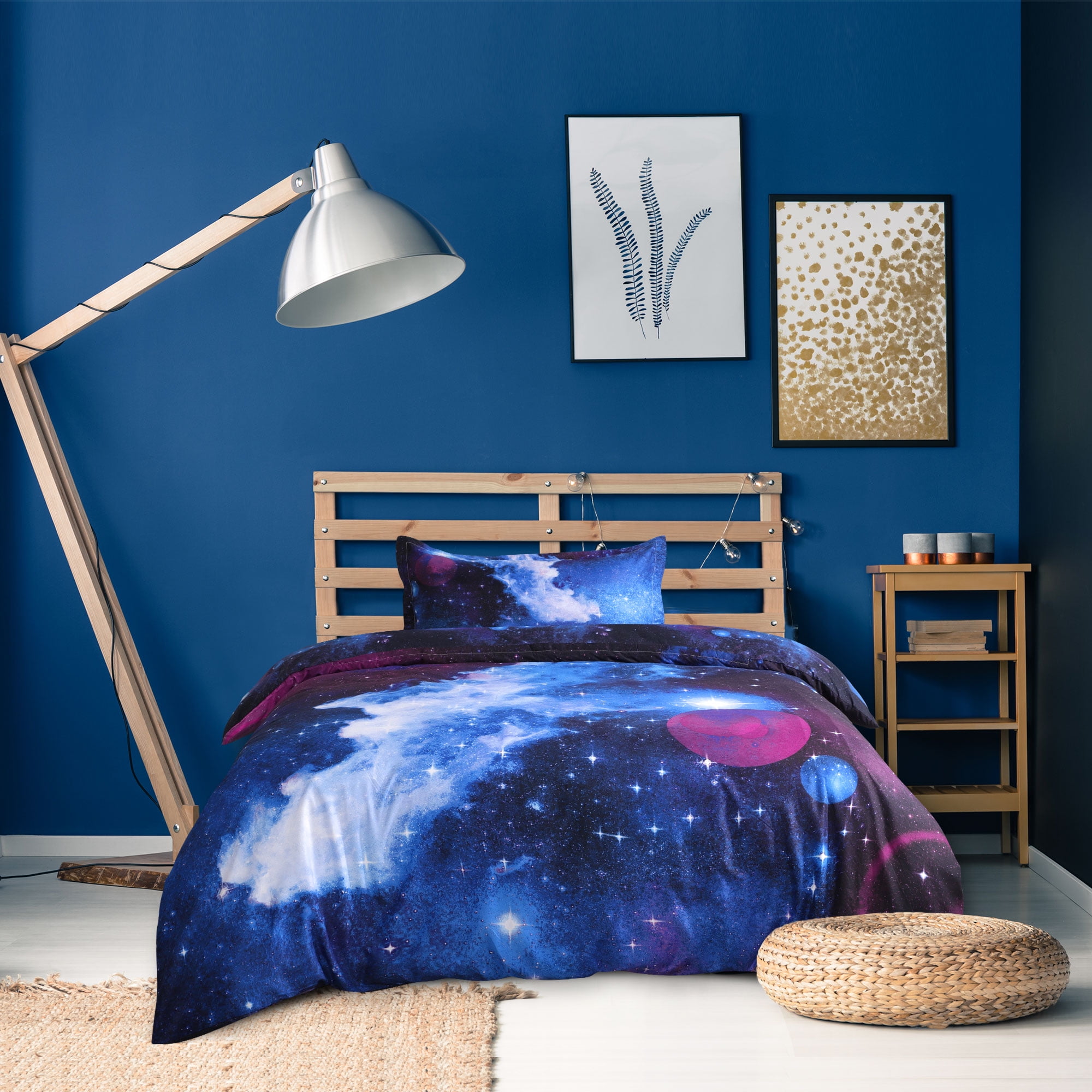 3 Pieces Galaxy 3D Printed Duvet Cover Bedding Set Blue Sky, Twin