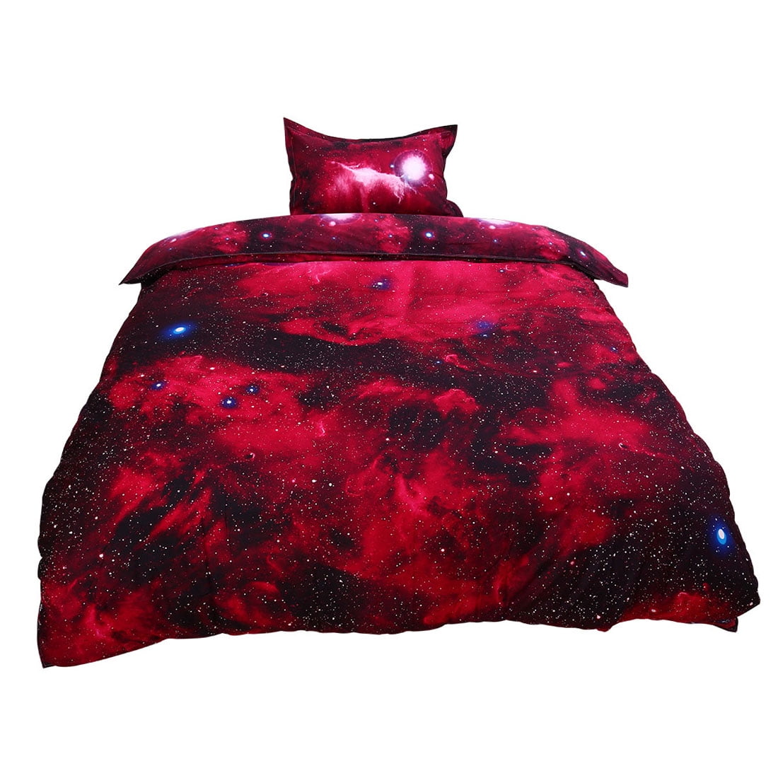 3 Pieces Galaxy Duvet Cover Bedding Set 3D Printed Quilt Cover Red Queen