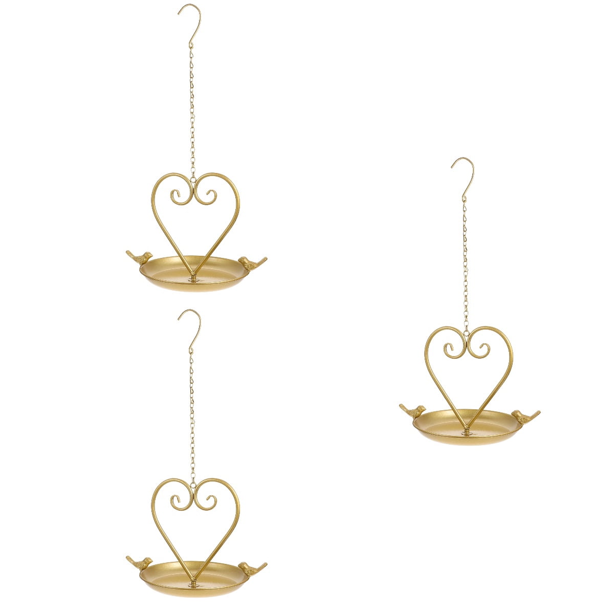 3 Pieces Garden Bird Bath Outdoor Heart Shaped Feeder Decoration