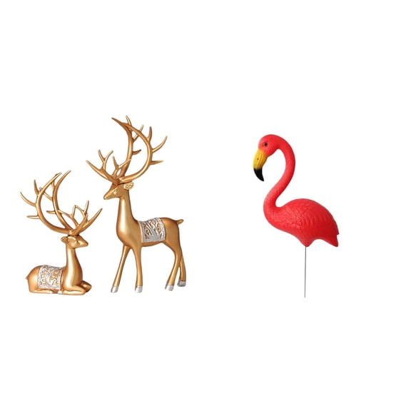 3 Pieces Garden Stake Statue Deer Sculpture Tabletop Animal Ornament Reindeer Lover Figurine Resin Set for Holiday Decor