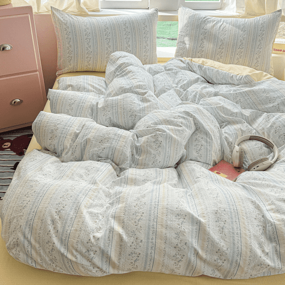 3 Pieces Garden Style Floral Comforter Set Cotton-Like Soft and Skin-friendly Chic Floral Pattern King Comforter Set Girls Teens Gentle Lightweight Bedding Sets