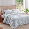 thumbnail image 1 of 3 Pieces Gingham Comforter Set Modern Style Blue Plaid King Comforter Set 100% Washed Microfiber Boho Comforter Farmhouse Gingham Plaid Bedding Set, 1 of 6