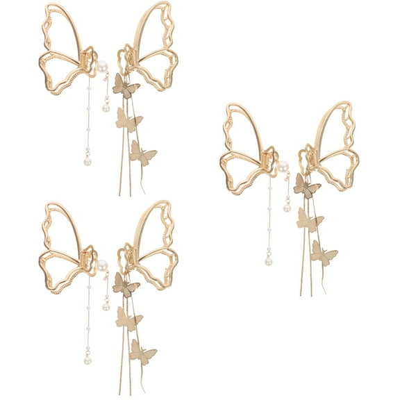 3 Pieces Girls Bows for Hair Butterfly Clip Claw Women's Miss