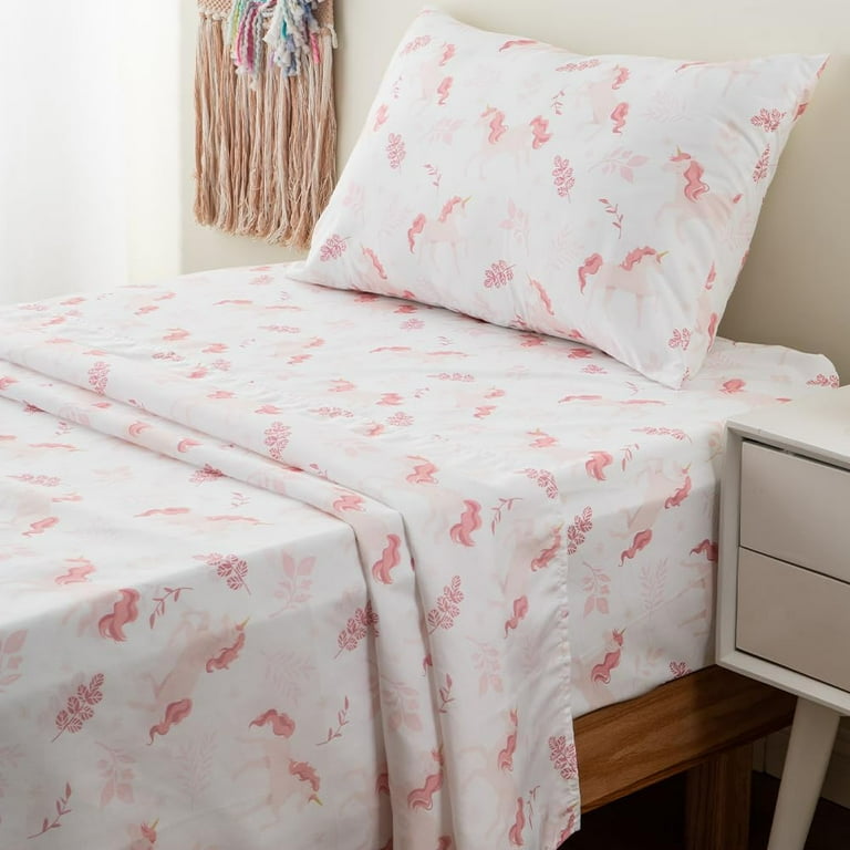 Pieces Girls Twin Sheets Set Soft Microfiber Fitted Flat