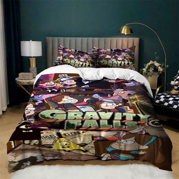 3 Pieces Gravity Falls Bedding Duvet Cover Set All Season Soft Quilt Cover Bedroom Lightweight Duvet Cover with Pillowsham