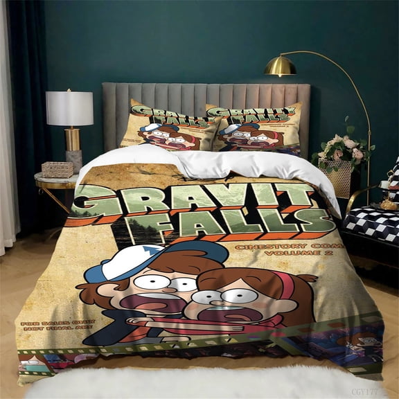 3 Pieces Gravity Falls Bedding Duvet Cover Set All Season Soft Quilt Cover Bedroom Lightweight Duvet Cover with Pillowsham