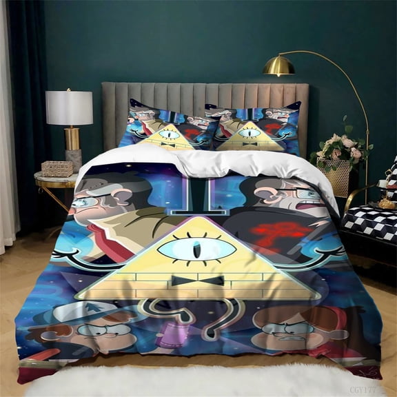 3 Pieces Gravity Falls Bedding Set Twin Cozy Ultra Soft Quilt Cover All Season Lightweight Duvet Cover with Pillowsham