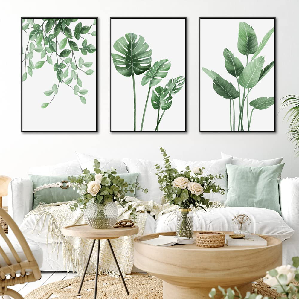 3 Pieces Green Plant Canvas Wall Art Painting Suitable for Living ...
