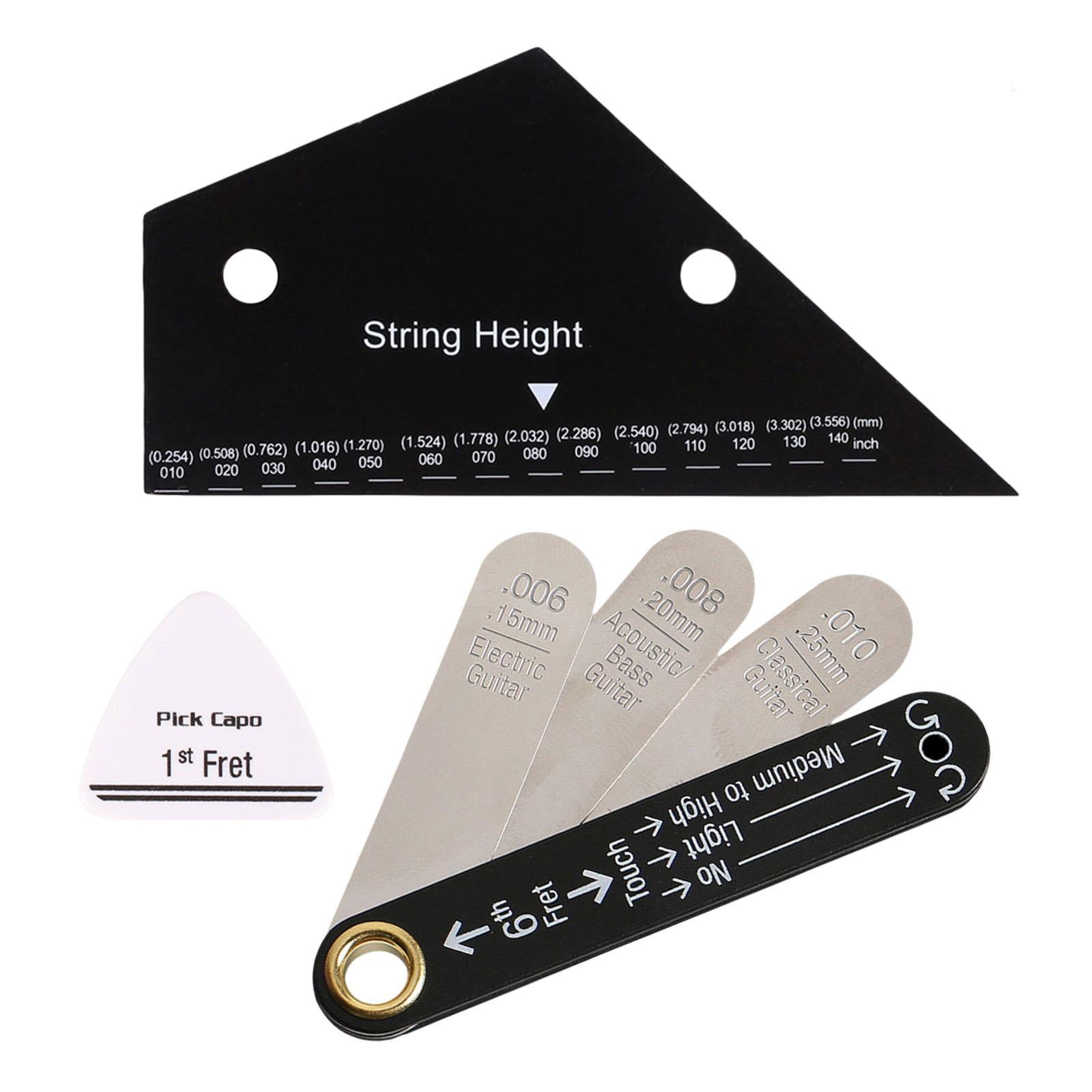 3 Pieces Guitar String Action Gauge Ruler Luthier Card Stainless Steel Material for Electric Acoustic Classical Guitar