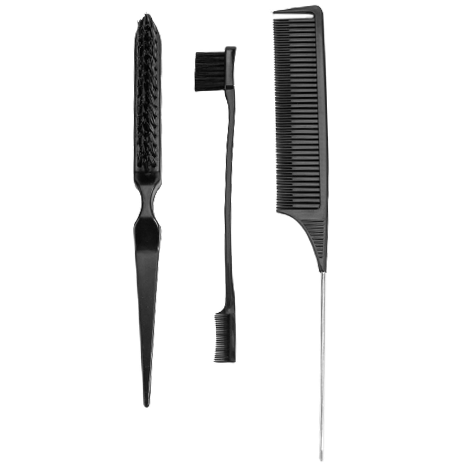 3 Pieces Hair Styling Comb Set Teasing Hair Brush Tail Comb Double Sided Edge Brush for Edge