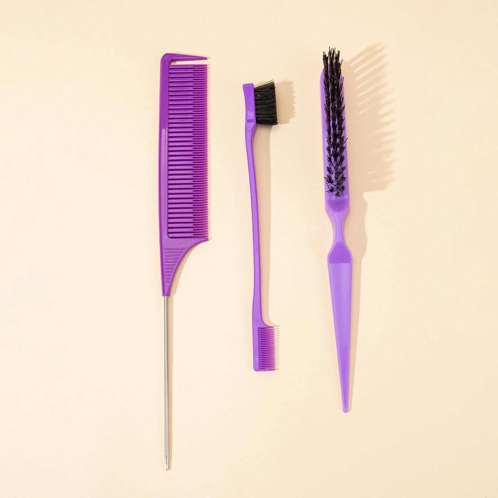 3 Pieces Hair Styling Comb Set Teasing Hair Brush Tail Comb Edge Brush for Edge&Back Brushing