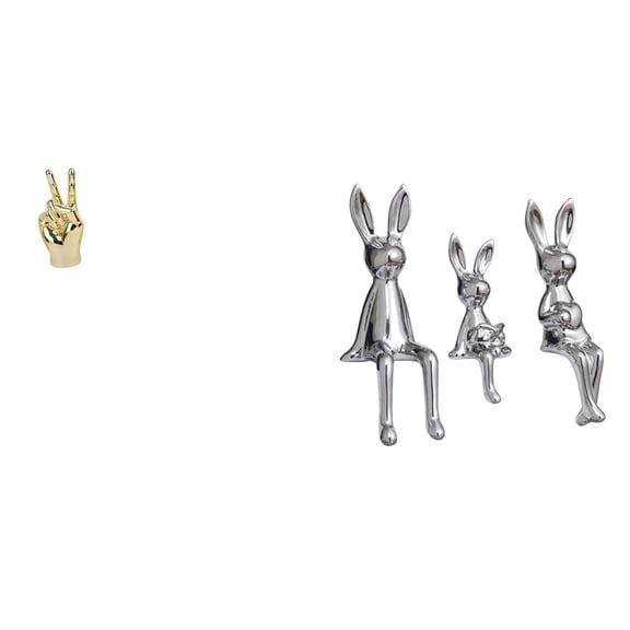 3 Pieces Hand Finger Gesture Statues Figurines Sculpture Ornament Ceramic Unique Design Office Desk Decor