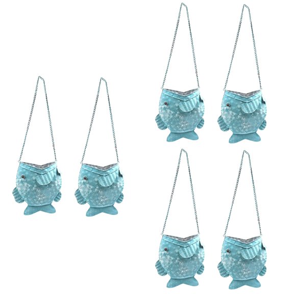 CRILSTYLEO Sky-Blue Fish Shaped Flower Rack Decorative Plant Holder for Decoration 6Pcs