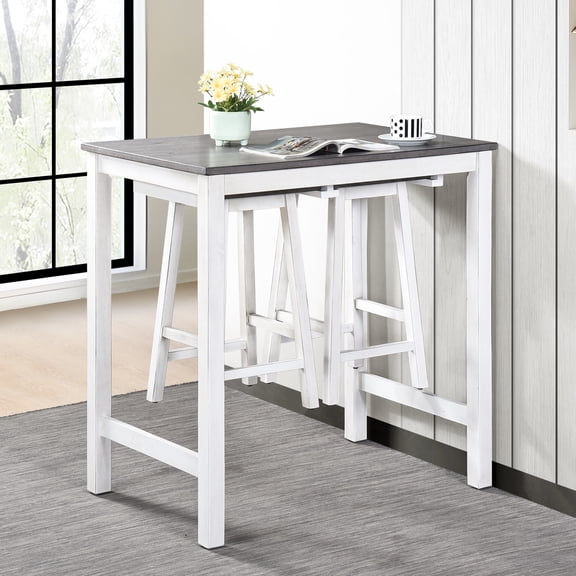 3 Pieces Hanging Stool Counter - Small Space Utilization Furniture. Solid Wood Construction In Antique White And . Comfortable Fashionable. 34.7 In. Width, 37.1 Height. Easy To Clean Modern