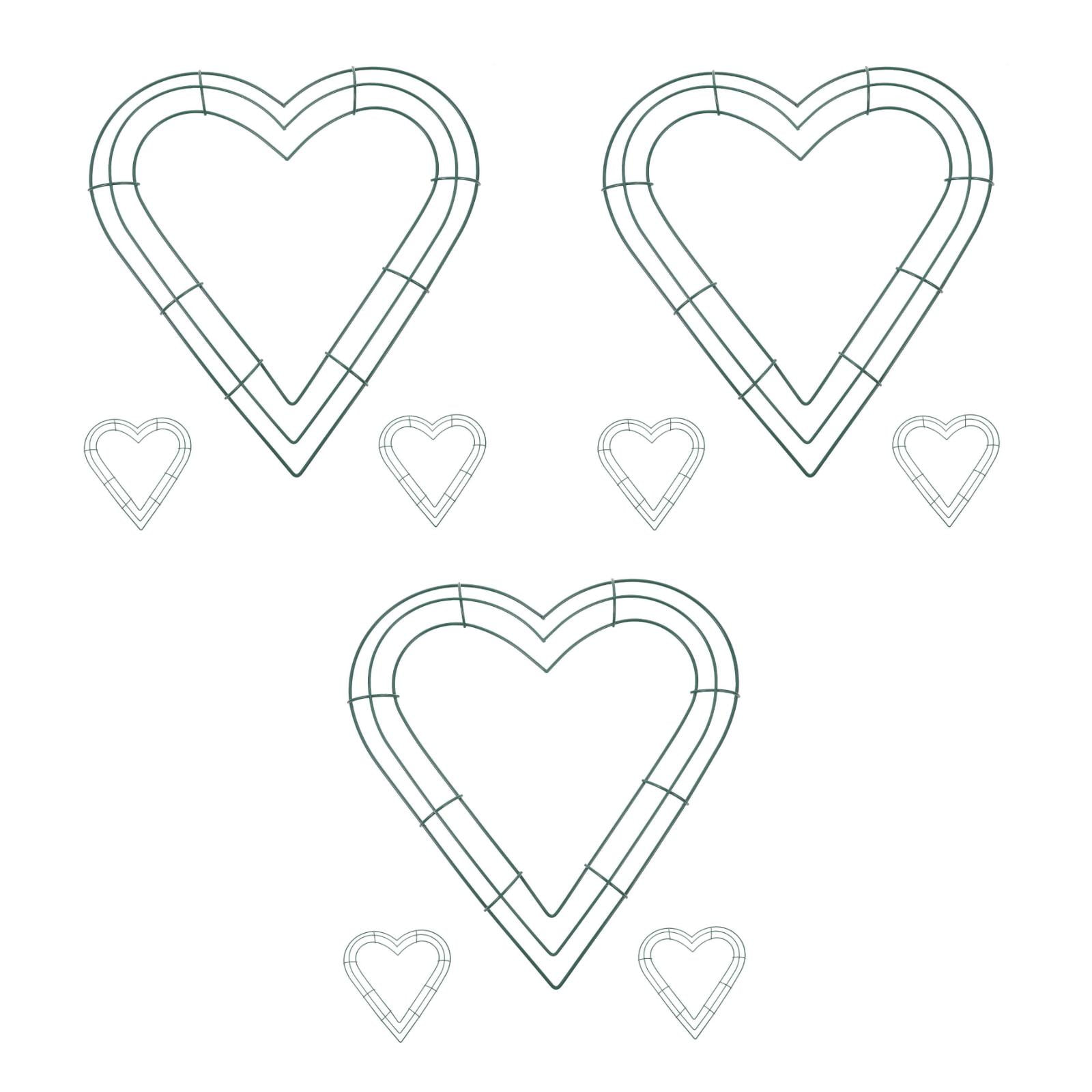 3 Pieces Heart Wreath Forms Valentines Floral Wire Making Rings