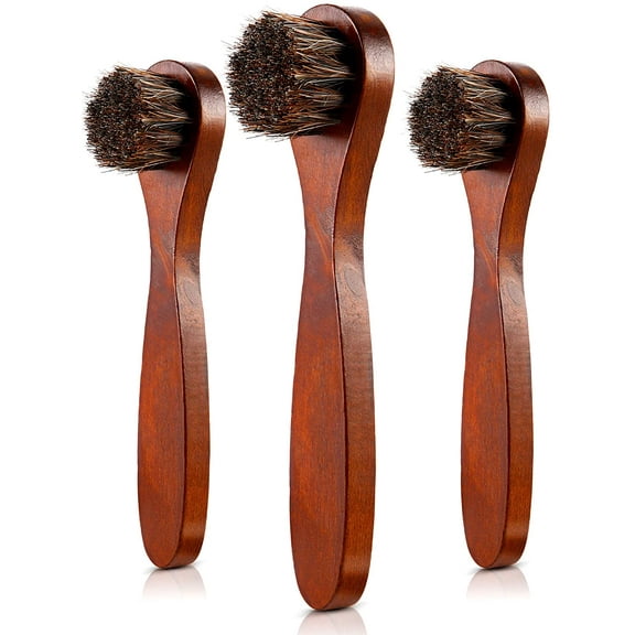 3 Pieces Horsehair Polish Applicator Brush Kit Saddle Soap Shoe Shine Brush Leather Boot Clean Dauber Applicators