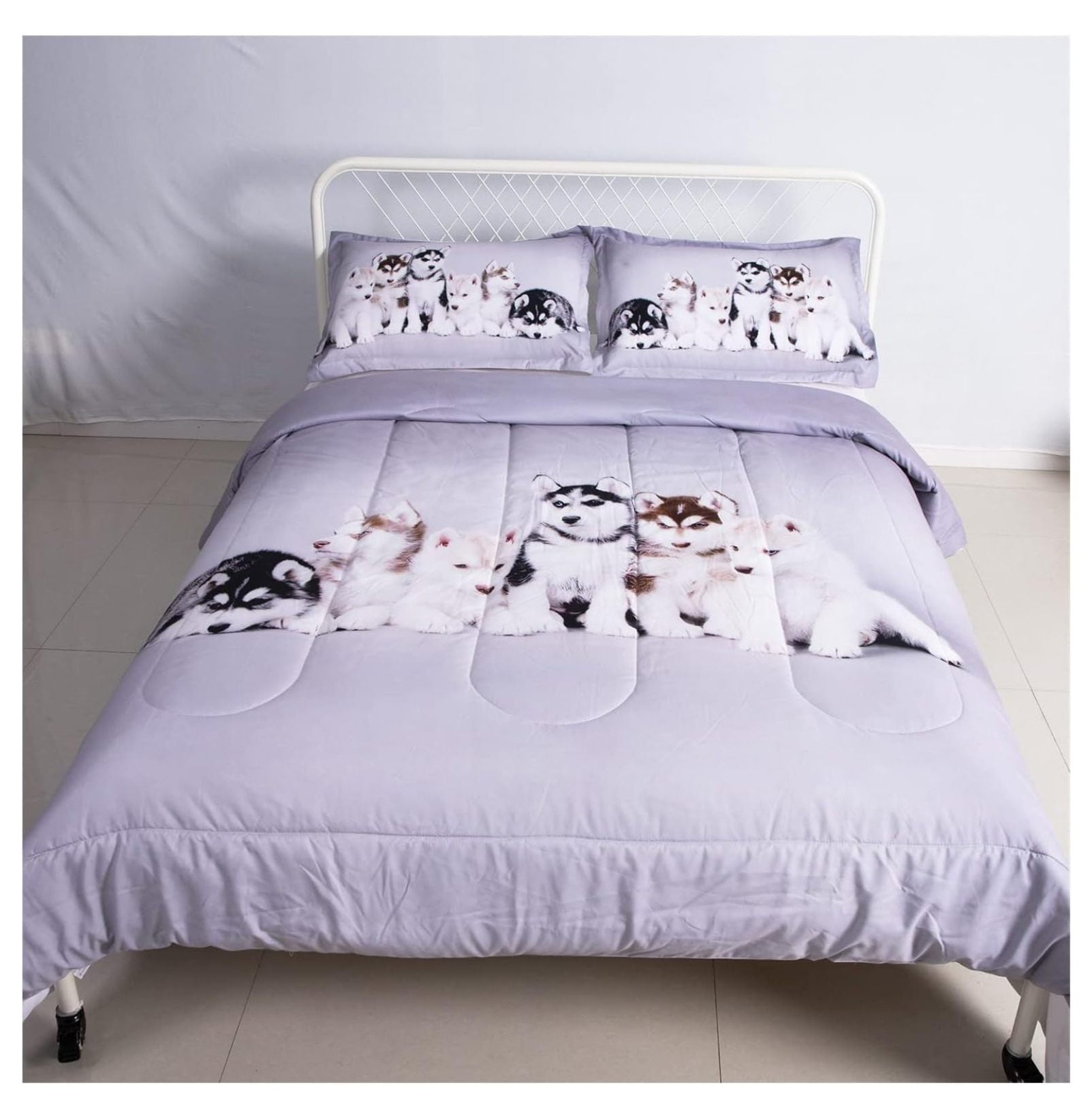 3 Pieces Husky Dogs Comforter Set for Both Kids Adults Bedding Animal