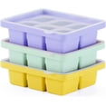 thumbnail image 1 of 3 Pieces Ice Cube Mold, Silicone Ice Cube Tray XL With Lid, Stackable And Dishwasher Safe Ice Cube Molds, For Beer,Wine And Baby Snack Included (3 Color, Set Of 3(18 Ice Cubes)), 1 of 6