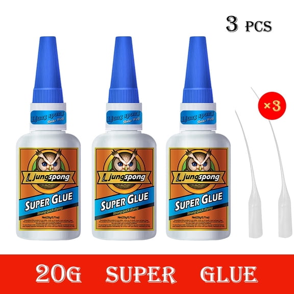 3 Pieces Instant Bonding Professional Clear Super Glue - Quick Dry Cyanoacrylate for Plastic, Wood, Metal, Crafts & Repair