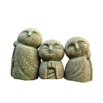 3 Pieces Japanese Buddha Figurine, Feng Shui Zen Sculpture Prayer Standing Minimalist Blissful Monk Statue, Jizo Crafts, for Home and Outdoor Garden Decoration
