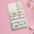 thumbnail image 1 of 3 Pieces Jewelry Trays Organizer Drawer Inserts Storage Holder Flocking Cloth Space Saving Multifunctional Display Case Box for Brooch Watch , Beige, 1 of 7