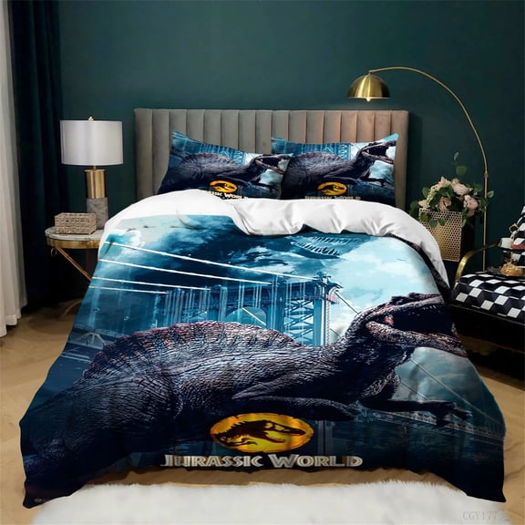 3 Pieces Jurassic Dinosaur Bedding Duvet Cover Set Lightweight Soft Bedding Set Comfortable Duvet Cover for Bedroom