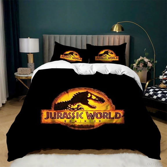 3 Pieces Jurassic Dinosaur Duvet Cover Set Twin Ultra Soft Quilt Cover Lightweight Home Bedding Set for Alll Season