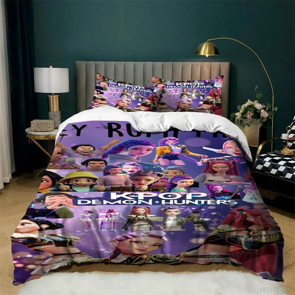 3 Pieces KPop Duvet Cover Bedding Set Twin Size Soft Comfortable Quilt Cover Light-Weight Duvet Cover with Pillow Shams